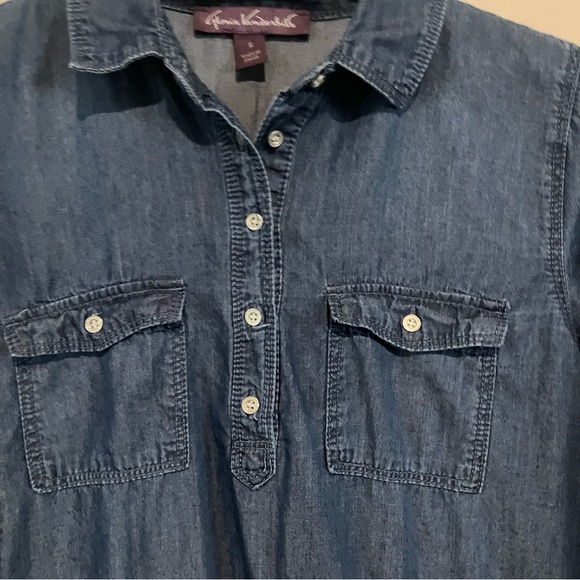 Gloria Vanderbilt Denim Dresse Indigo Chambray Shirt Blouse Dress Womens Sz S - Picture 5 of 11